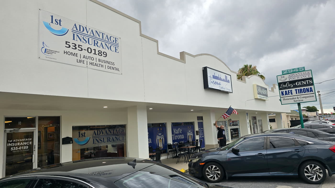 Repainted commercial plaza storefronts in the Tampa Bay area