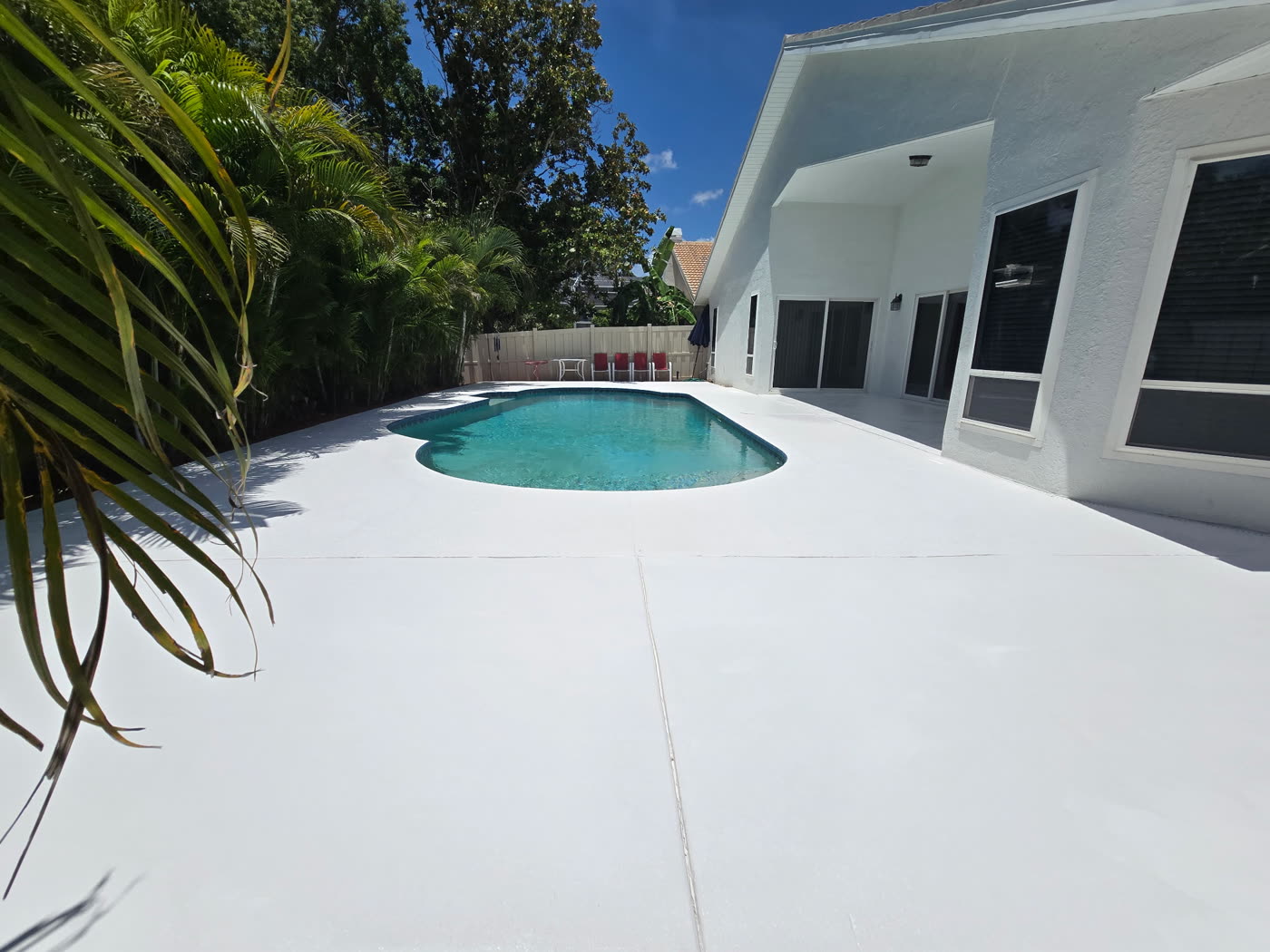 Repainted pool deck and screened lanai on a Gulf Coast home
